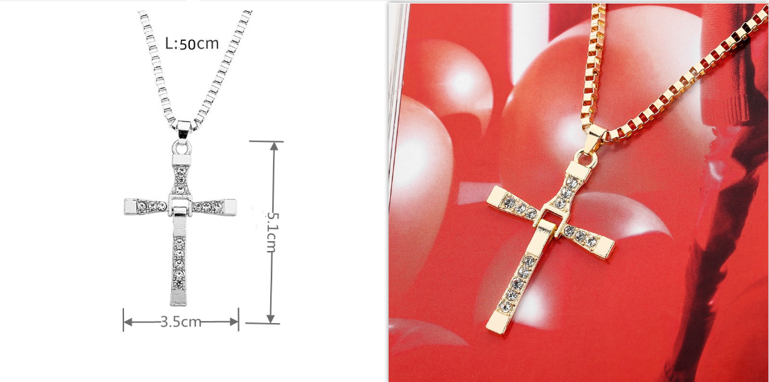 Men's Cross Pendant Diamond-studded Necklace