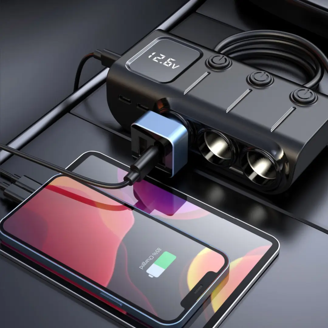 GC01 One-to-three USB Independent Car Cigarette Lighter