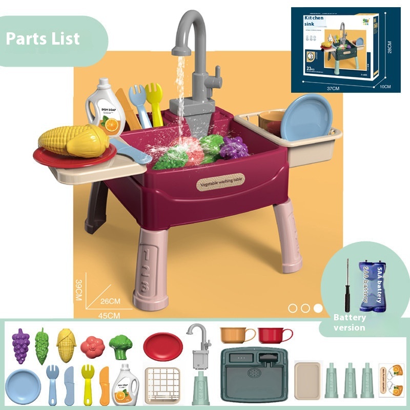 Children's Dishwasher Automatic Water Outlet Washing Basin Play House Kitchen Toys