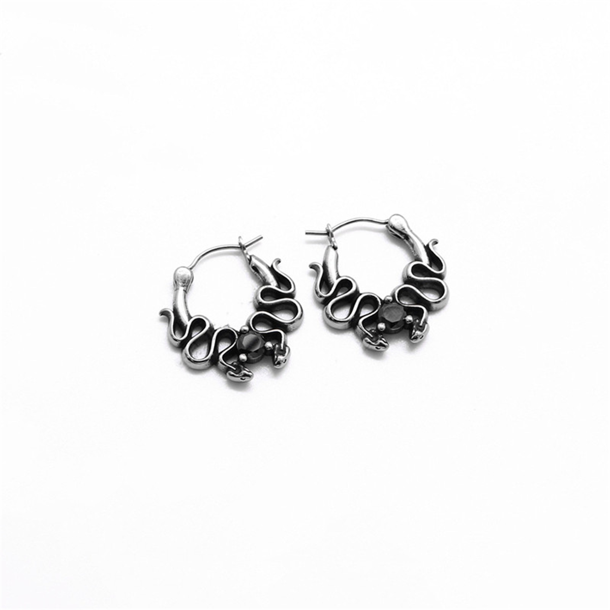 Stainless Steel Double Snake Diamond Earrings For Men And Women