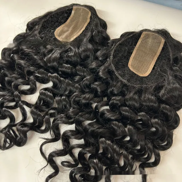 Large Hole Fishnet Artificial Scalp Seamless Hair Piece Wig Black - Shop at LoveMi