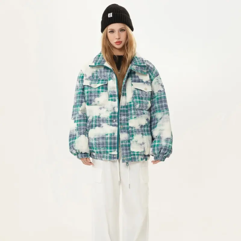Winter New Retro Plaid Loose Cotton Coat