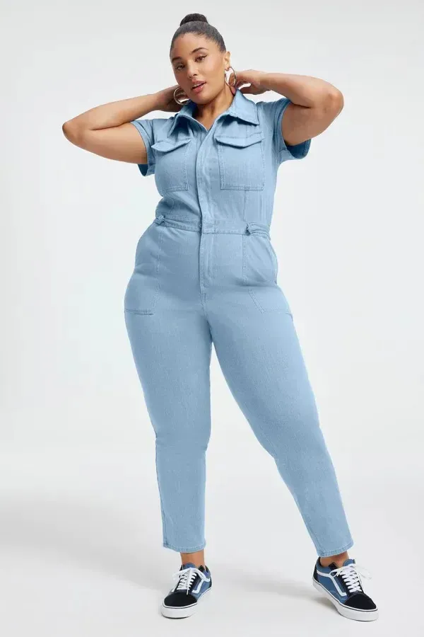 Fashion Slimming Women's Wear Slim Fit Jumpsuit Light Blue Regular - Shop at LoveMi