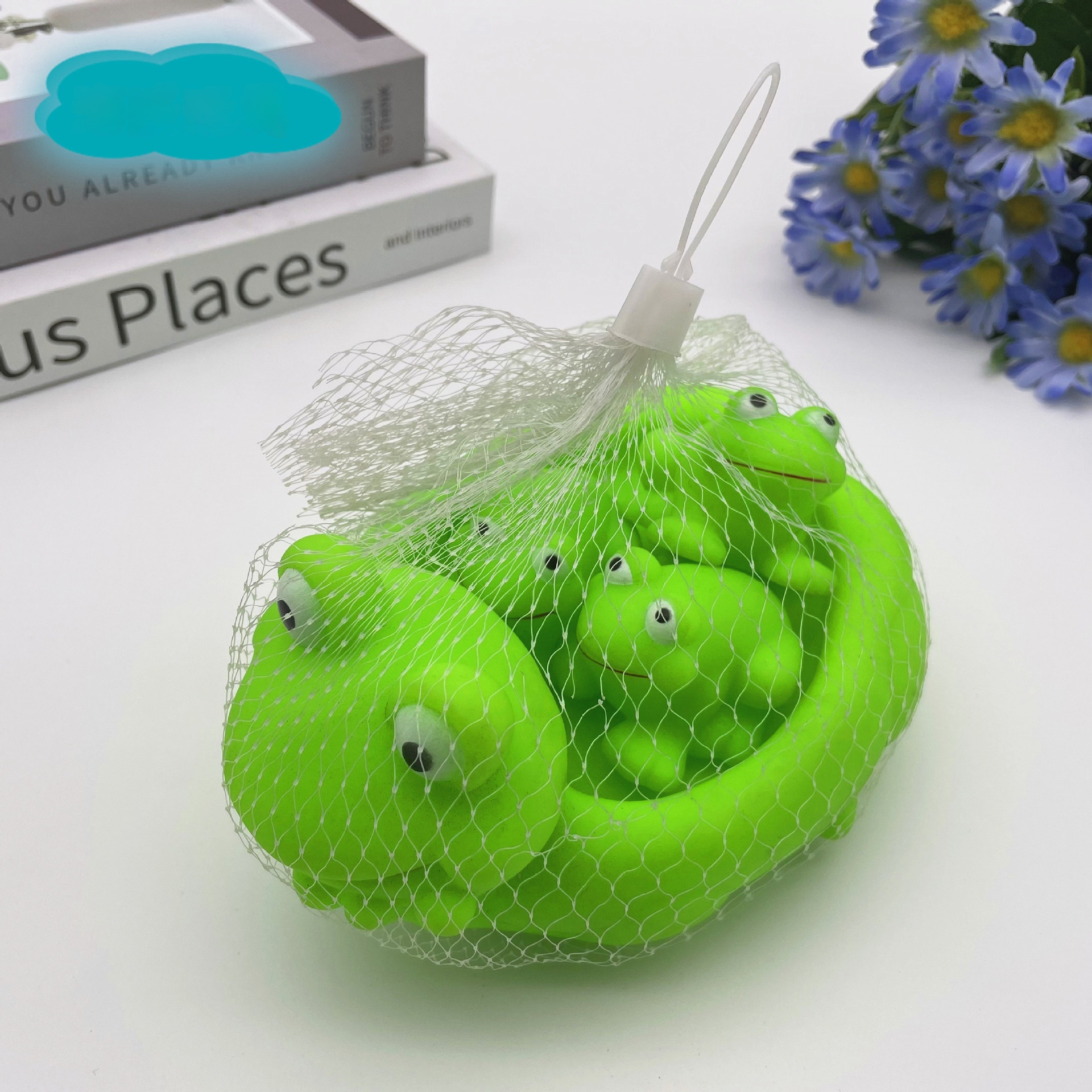 Cartoon Cute Vinyl Mother Frog Net Pocket Suit Squeezing Toy