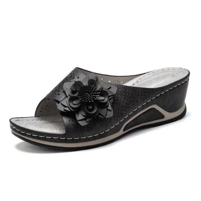 Retro Hollow Flower Heightening Sandals Black - Shop at LoveMi