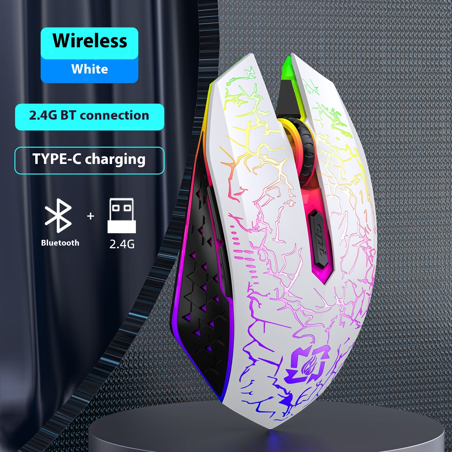 Bluetooth Dual-Mode Wireless Gaming Mouse Rechargeable 2.4G Silent LED Breathing - 第 7/7 張圖片