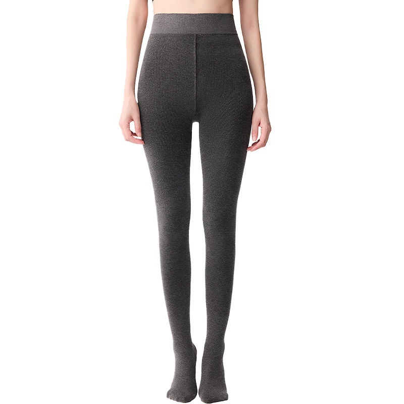 Winter Fleece-lined Thick Solid Color Pressure Slim Looking Socks Warm Foot Silk Stockings Women - Image 5