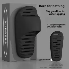 Quick-drying Bathroom Women's Wear-resistant Mute Slippers - Black - View 1