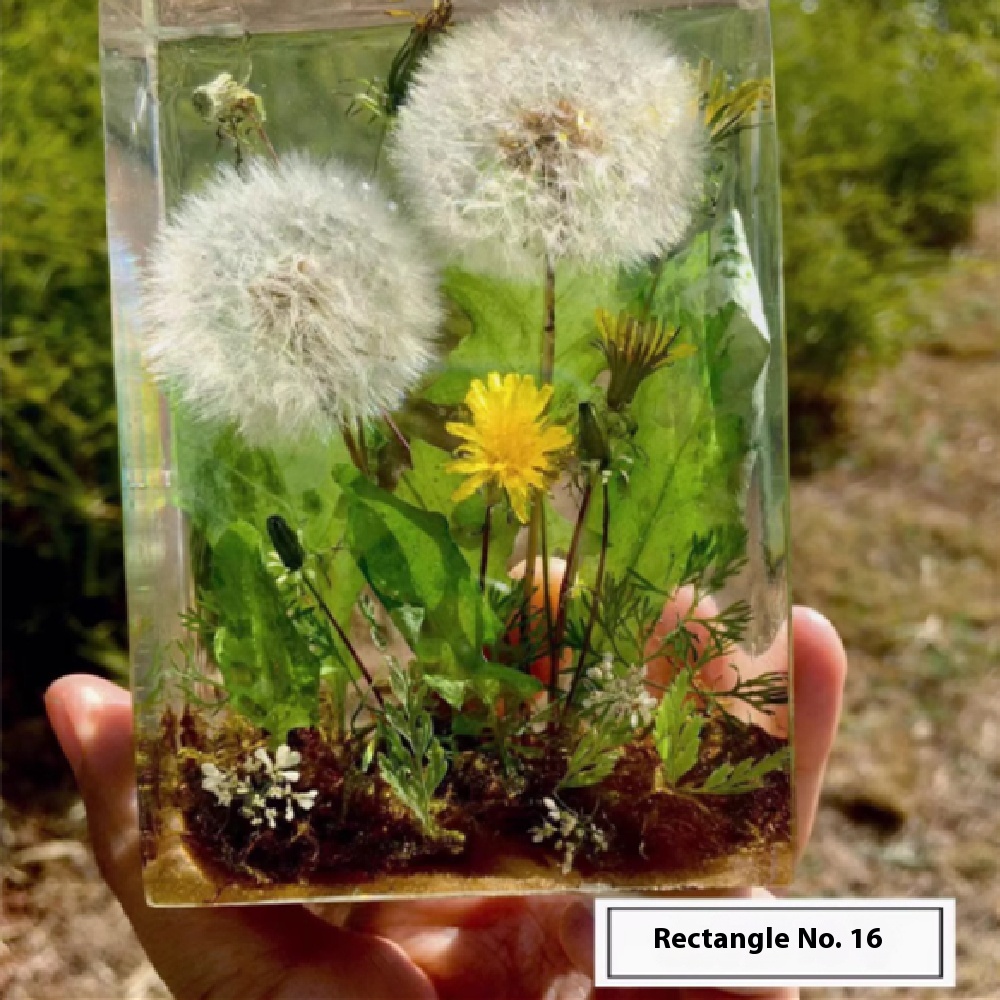 Dandelion rectangular paperweight dropper ornament