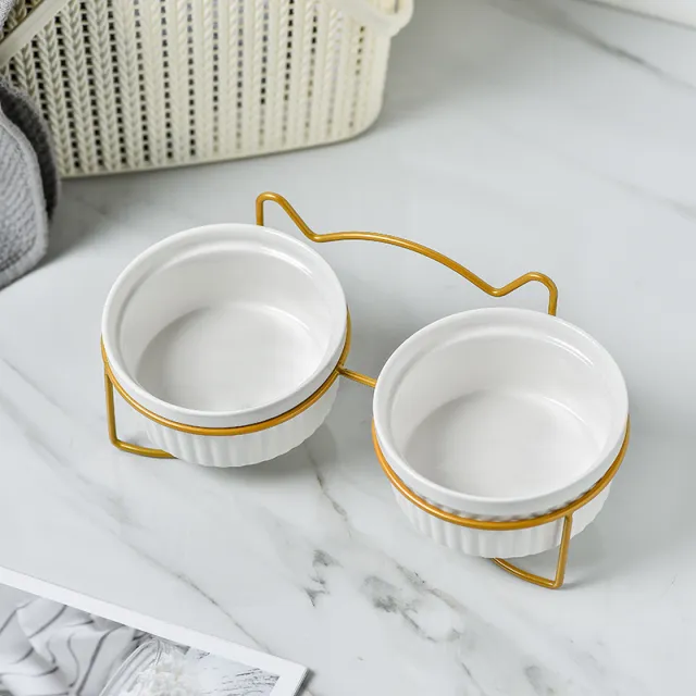 Protect Cervical Spine And High Feet Drinking Water Pet Bowl Elegant White - Shop at LoveMi