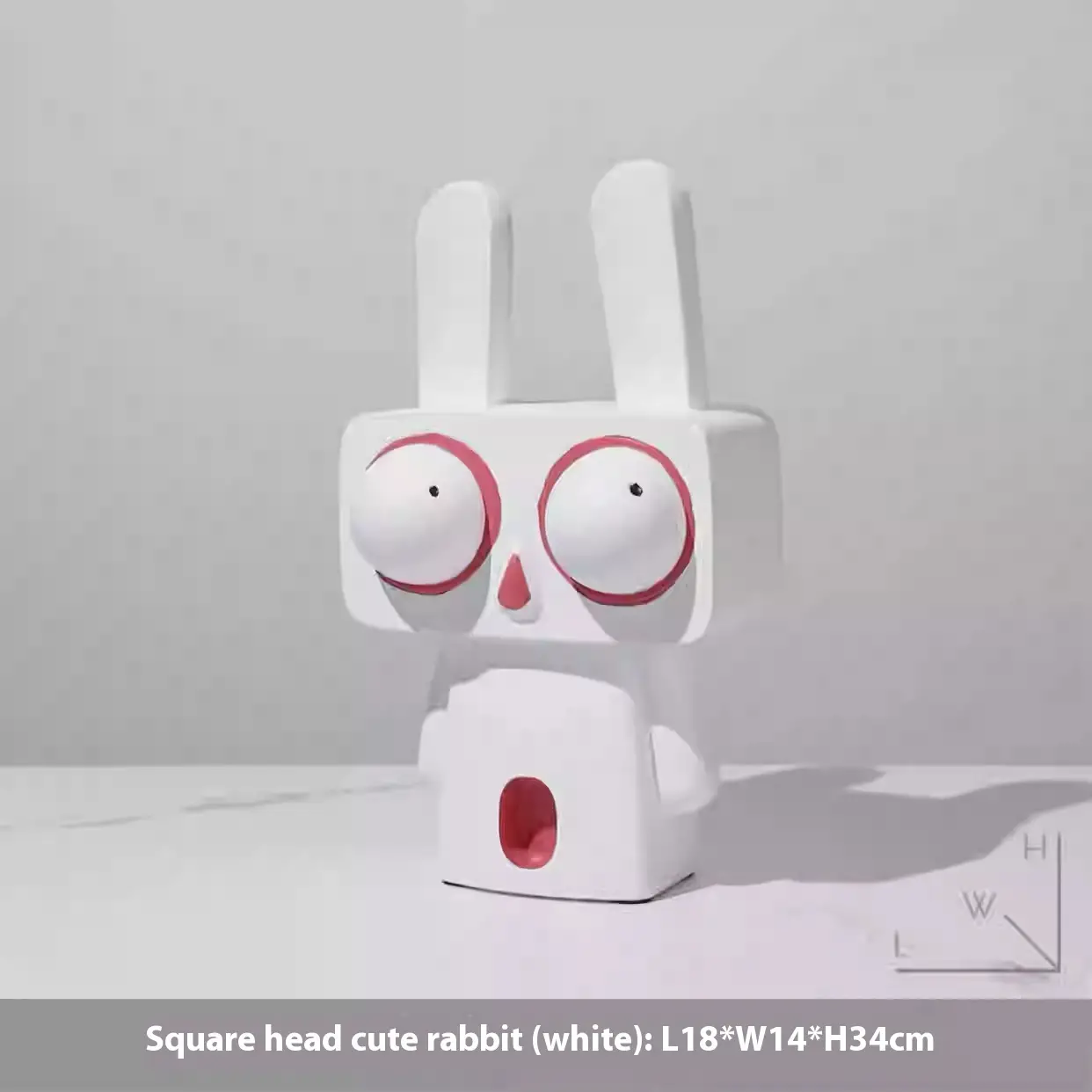 Red Large Eyed Square Rabbit Resin Ornament