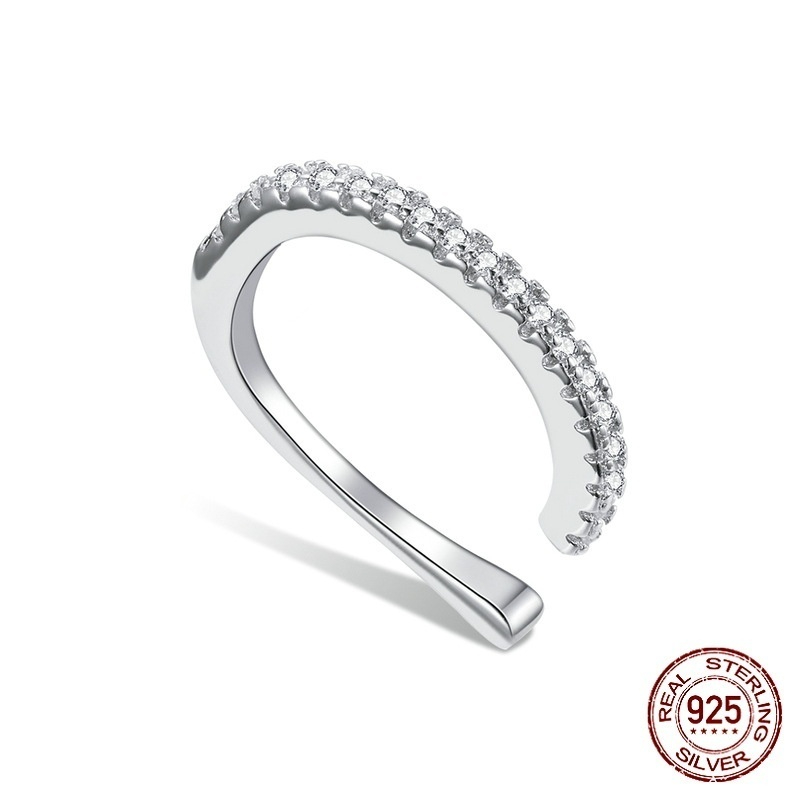Single Loving Heart In Sterling Silver Zircon Ear Clip