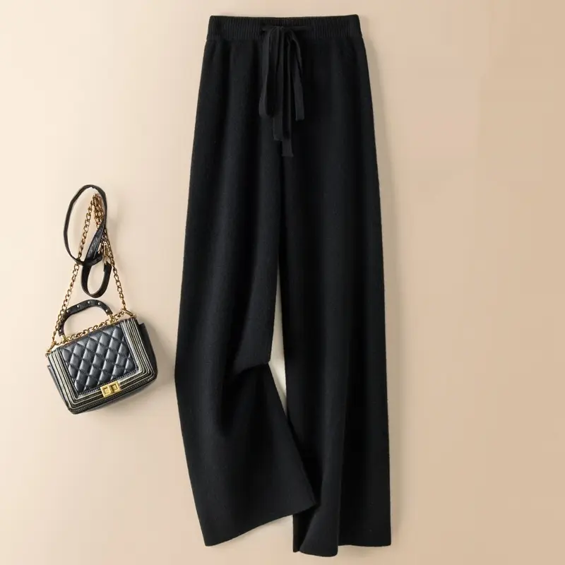 Thick Wool Wide Leg High Waist Drooping Mop Pants