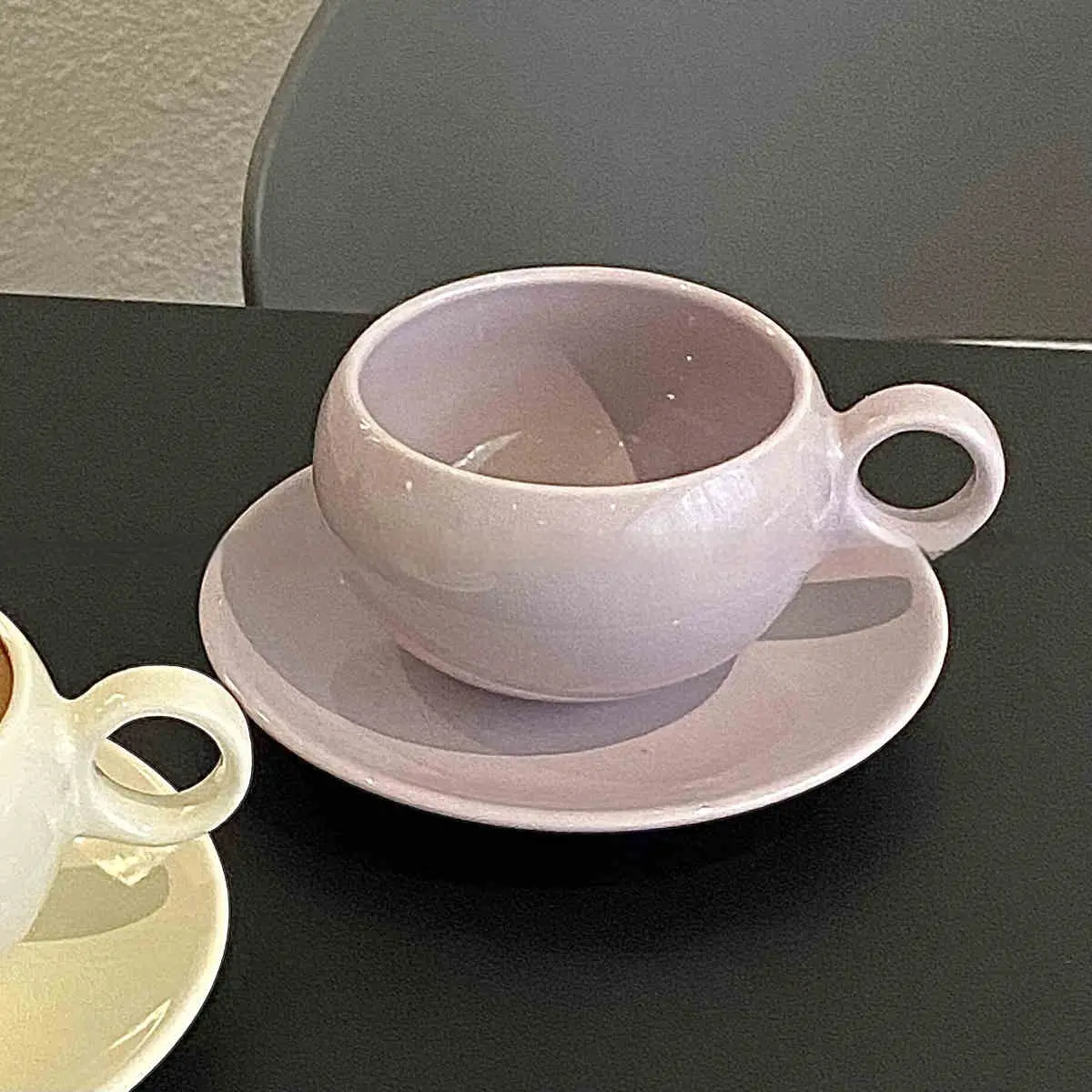 Vintage Frosted Stone Pattern Ceramic Coffee Eggcup