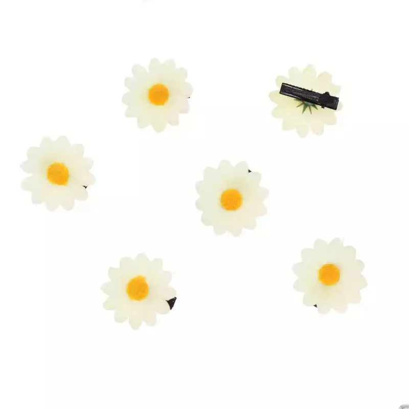 New Flower Barrettes Side Six-piece Set - Beige