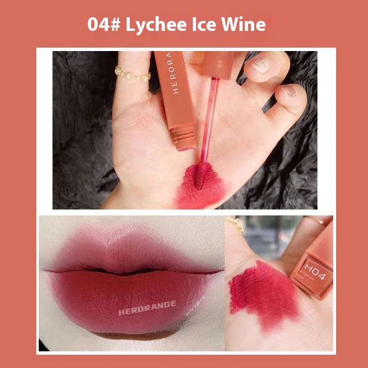Velvet Matte Milk Tea Bean Paste Matte Lip Gloss - 04 Litchi Cold Wine