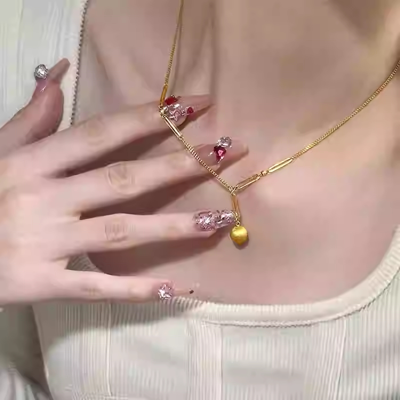 Lucky Beads Necklace Women With Ball And Bing Collarbone