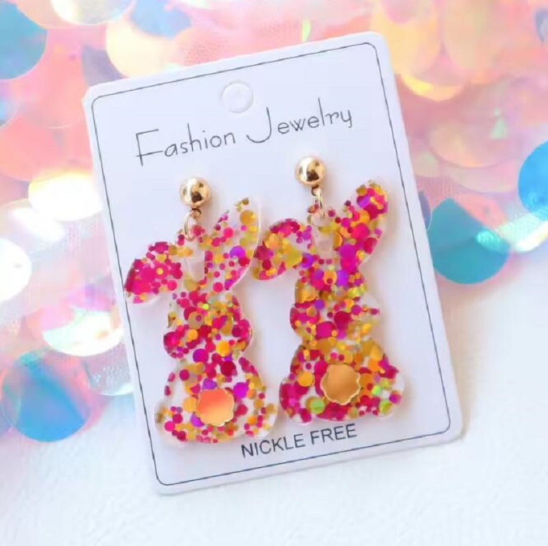 Cute Easter Acrylic Starry Rabbit Earrings
