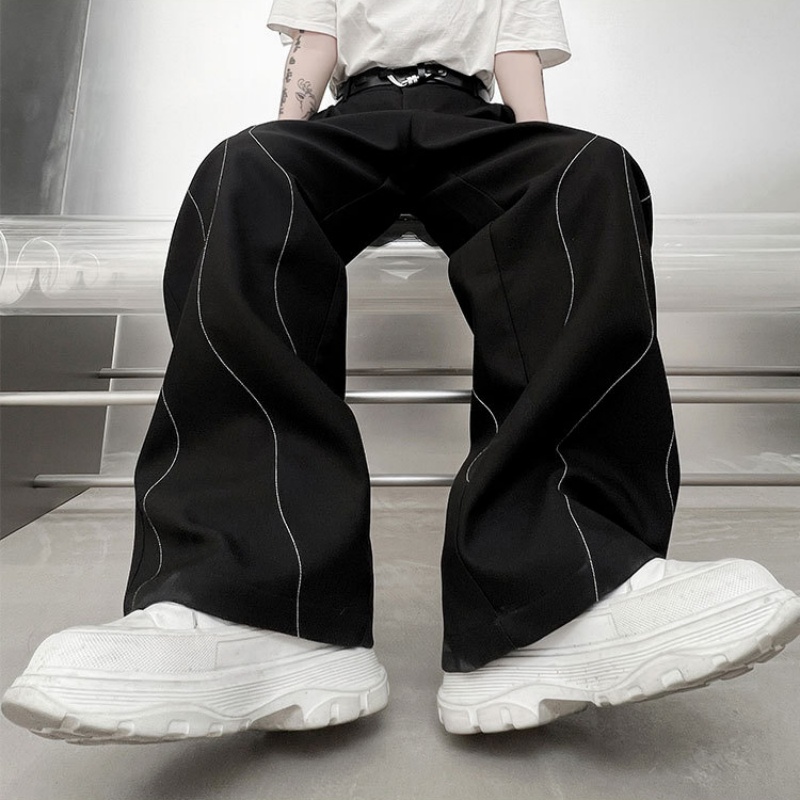Autumn Solid Color Different Color Stitching Pattern Loose Men's Casual Trousers