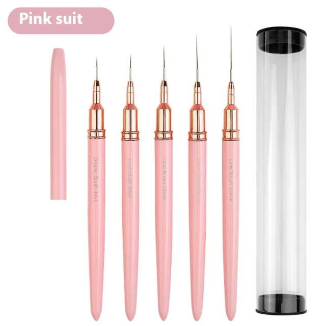 Pattern Drawing Line Drawing Edge Slender Metal Nail Brush Pink Suit - Shop at LoveMi