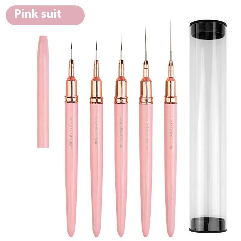 Pattern Drawing Line Drawing Edge Slender Metal Nail Brush - Pink Suit