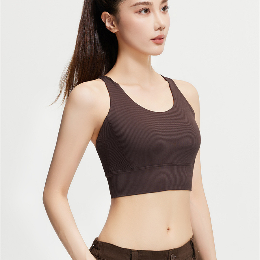 Fixed Chest Pad Shockproof Yoga Beauty Back Striped Underwear