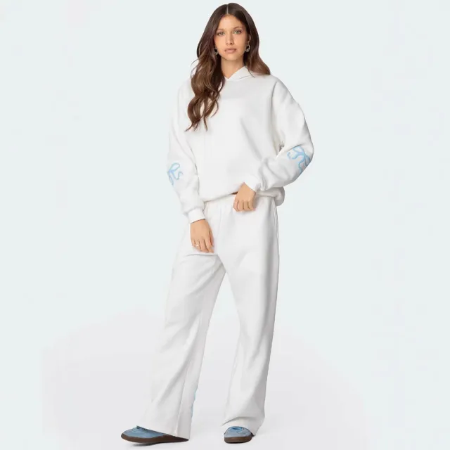 Women's Outdoor Sports And Casual Loose Bow Printed Sweater White - Shop at LoveMi