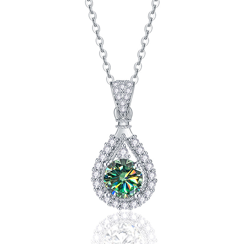 Sterling Silver S925 Color Classic Drop-shaped Moissanite Necklace