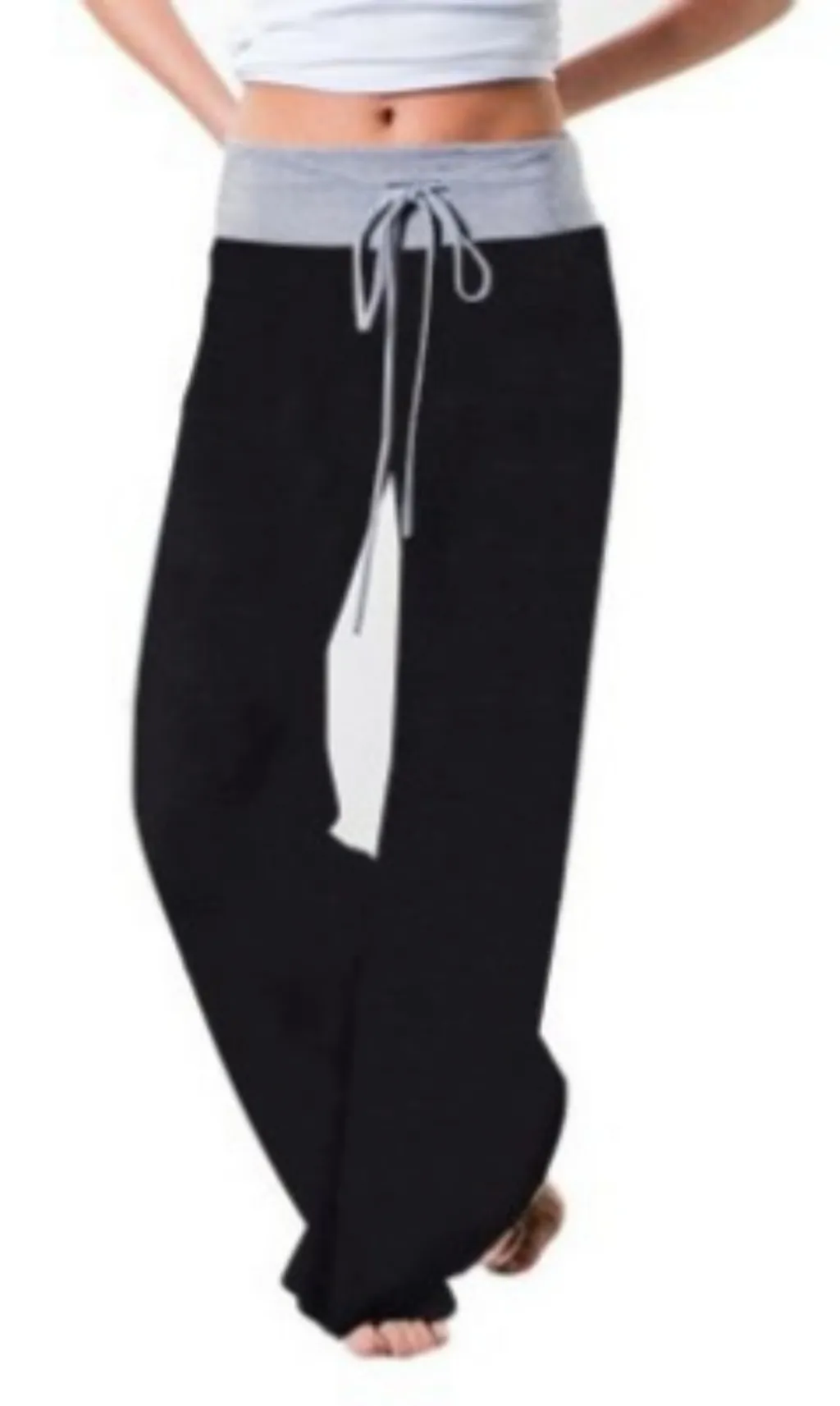 Fashionable Loose Lace Up Camouflage Printed Women's Pants - Black