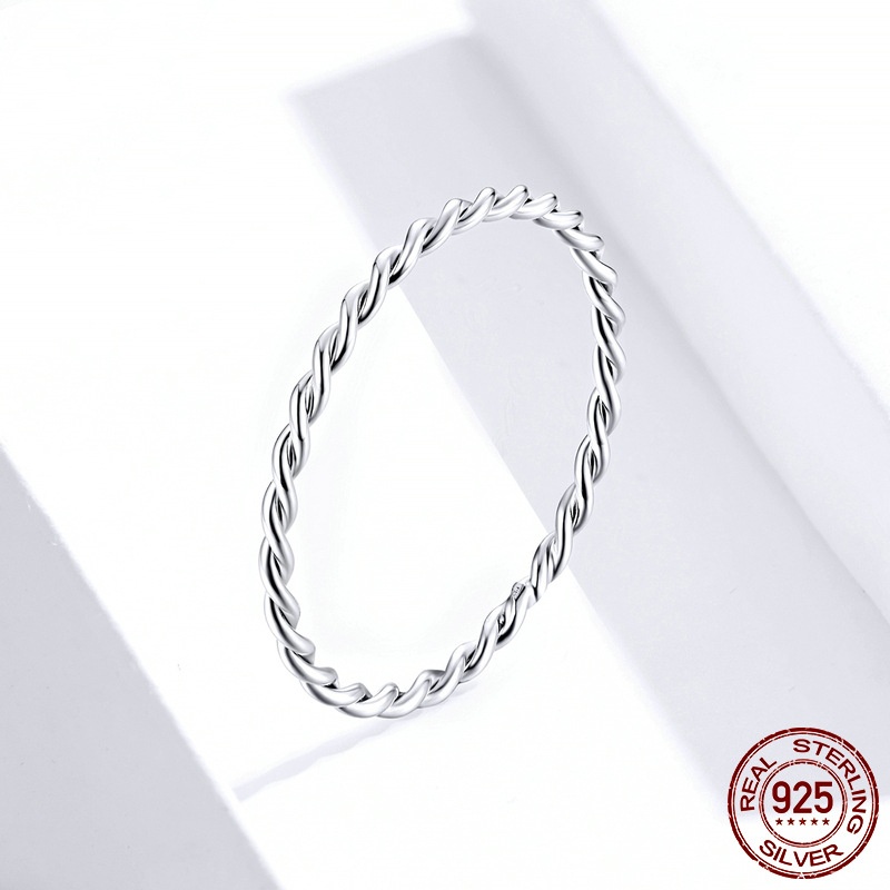 S925 Sterling Silver Twist Simple Stackable Ring