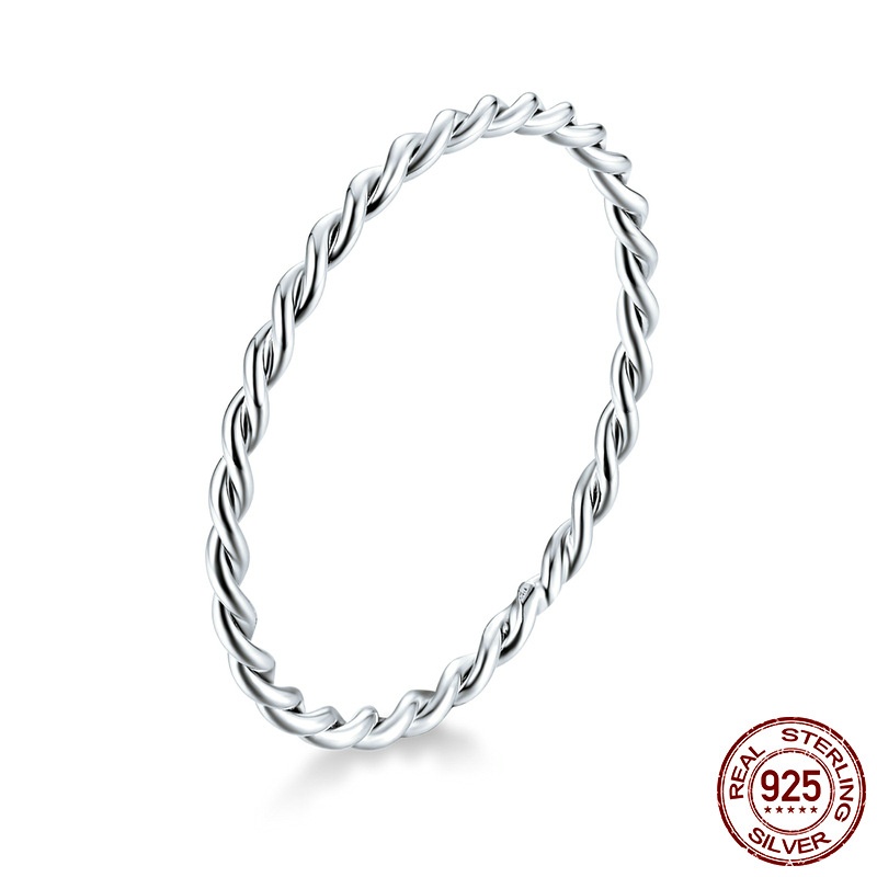 S925 Sterling Silver Twist Simple Stackable Ring