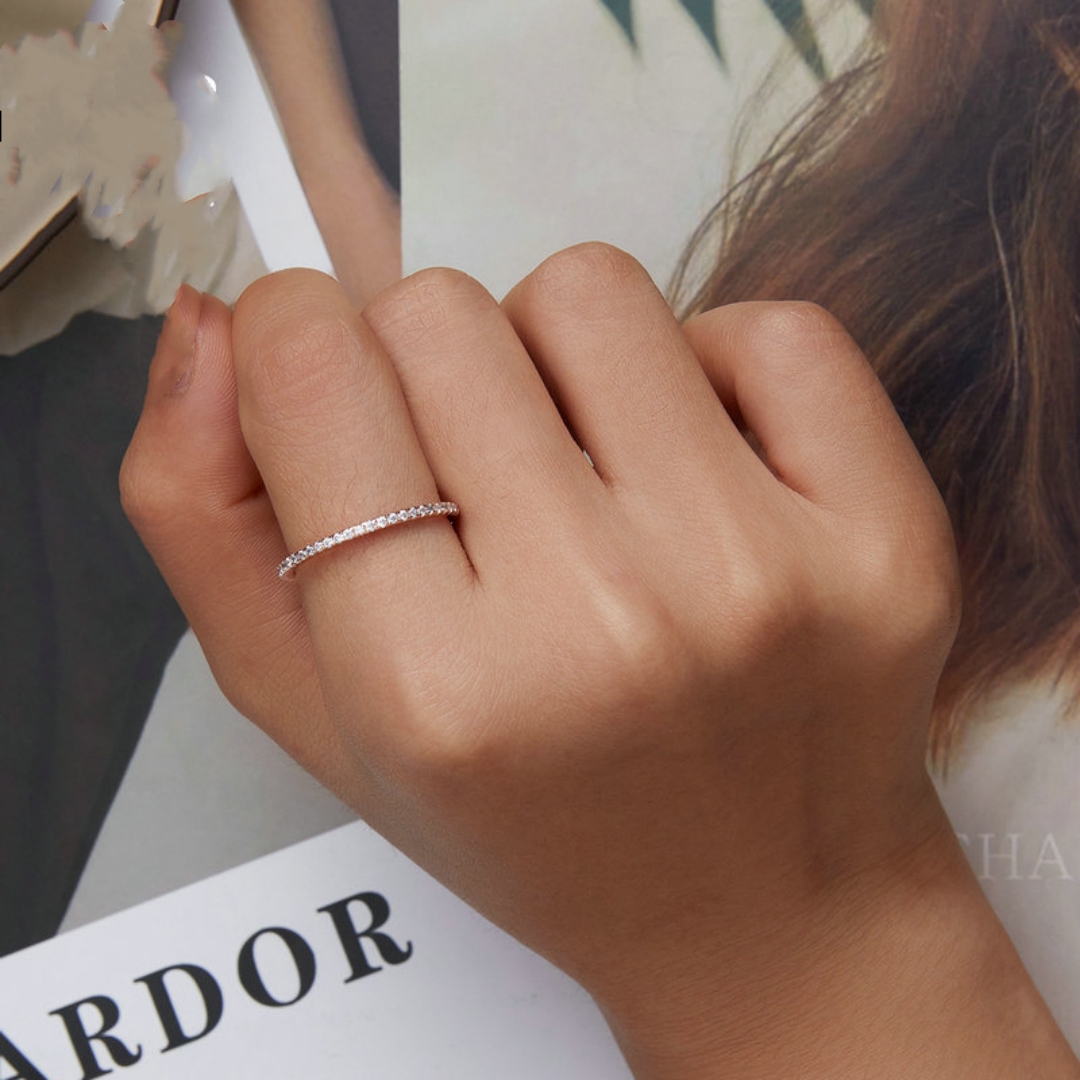 Women's Sterling Silver Top-selling Product Fashion Annual Ring Diamond-studded Ring