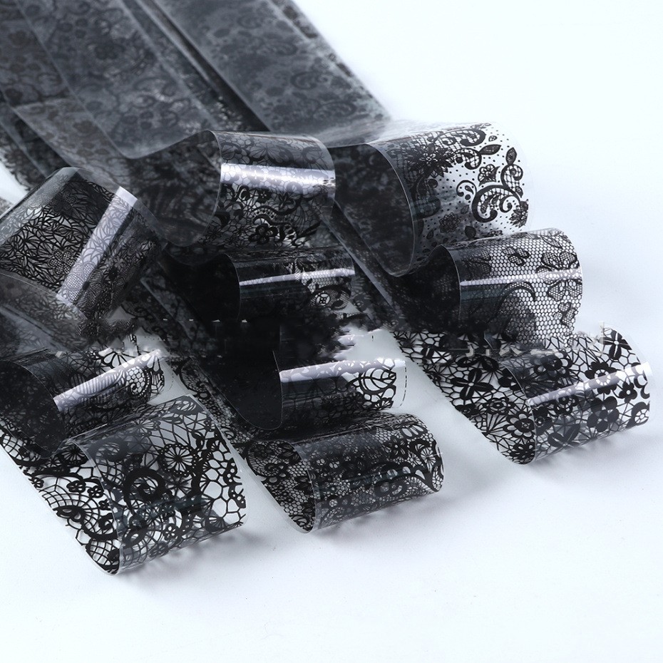 Manicure Beautiful Simple Black And White Lace
