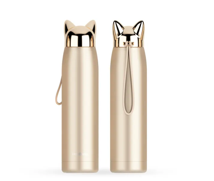 Travel Kettle Creative Cute Fox Glass - Champagne Gold
