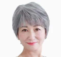 Women's Flower White Short Straight Top Old Flower White Mixed Human Hair Wigs - Style 2 - View 1
