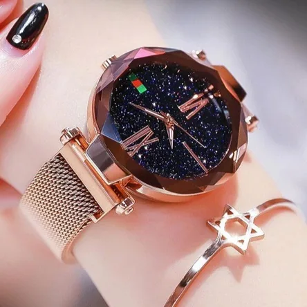 Starry Sky Women's Watch with Magnet Mesh and Diamond