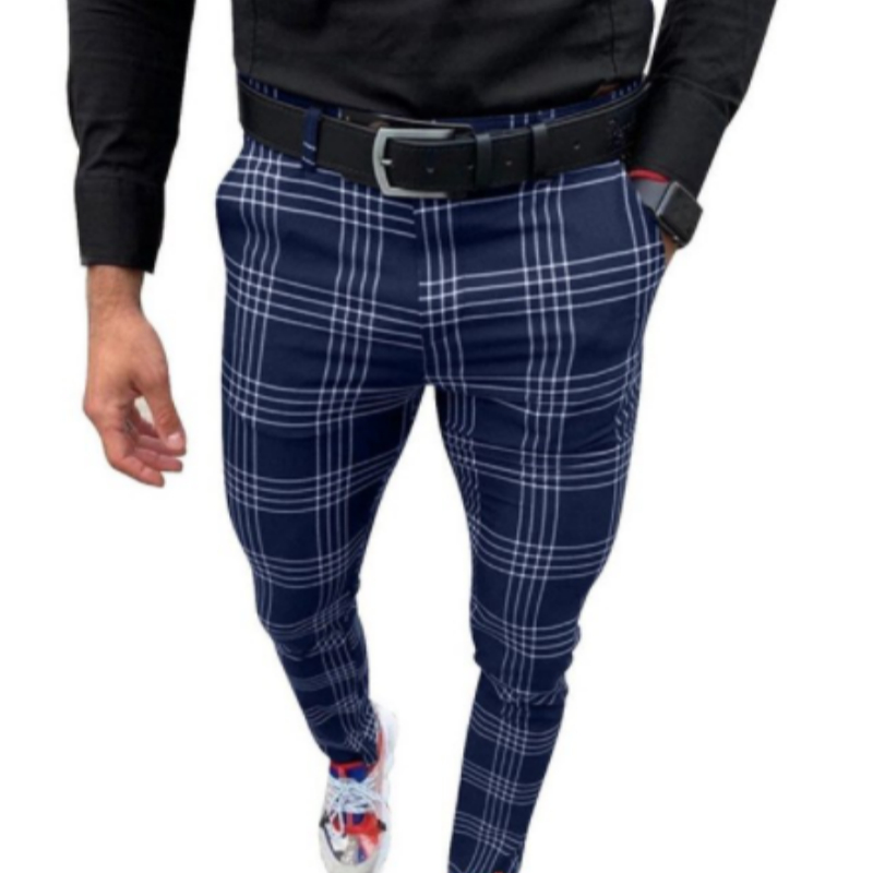 Large Plaid Striped Casual Fashion Foot Pants