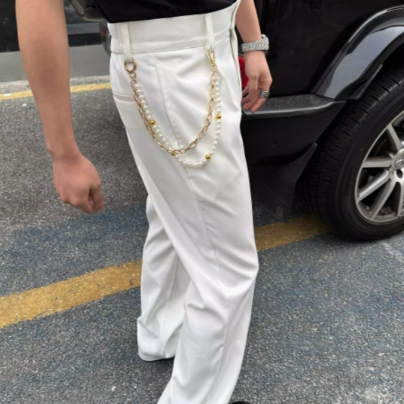 Advanced Sense Pearl Chain Phants Zipper