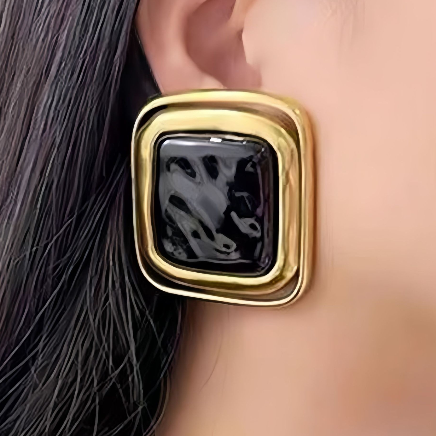 Brass Vintage New Square Stud Earrings