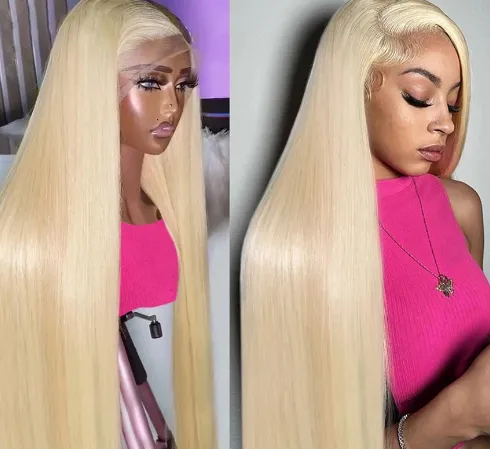 13x 4 Front Lace Human Hair Wig Wig Straight Hair 613Straight - Shop at LoveMi