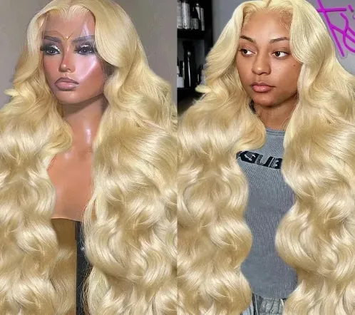 13x 4 Front Lace Human Hair Wig Wig Straight Hair - 613Bodywave