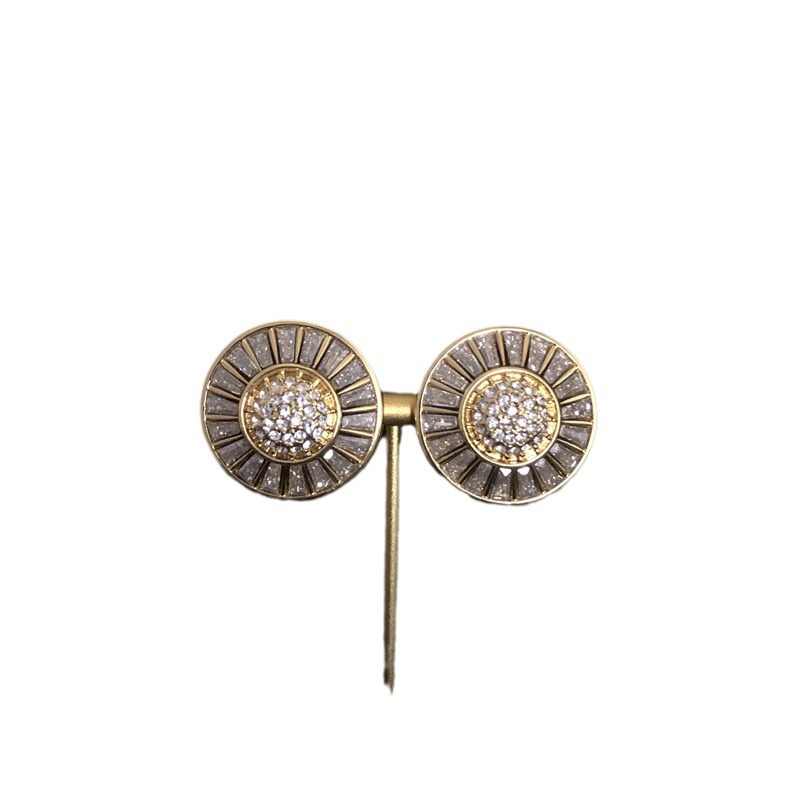 Gold-plated Zircon Inlaid Crystal Ear Clip Glass Pearl Necklace
