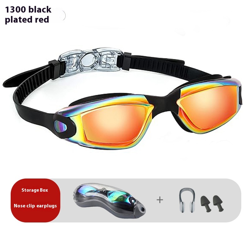 HD Waterproof Anti fog Electroplating Goggles 1300 Black Plated Red - Shop at LoveMi