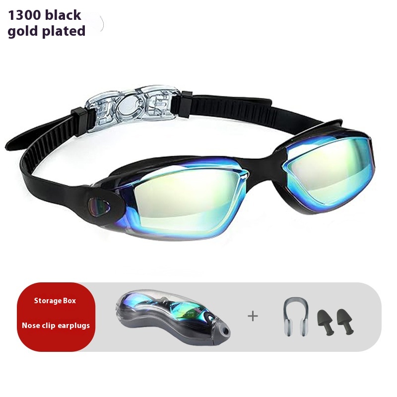 HD Waterproof Anti fog Electroplating Goggles 1300 Black Gold Plated - Shop at LoveMi