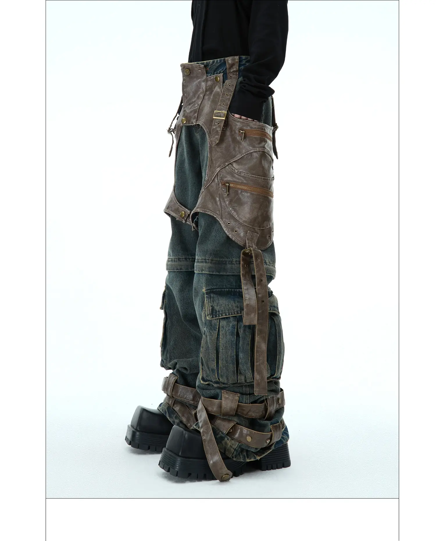 Retro Deconstructed Jeans Men's Detachable Stitching