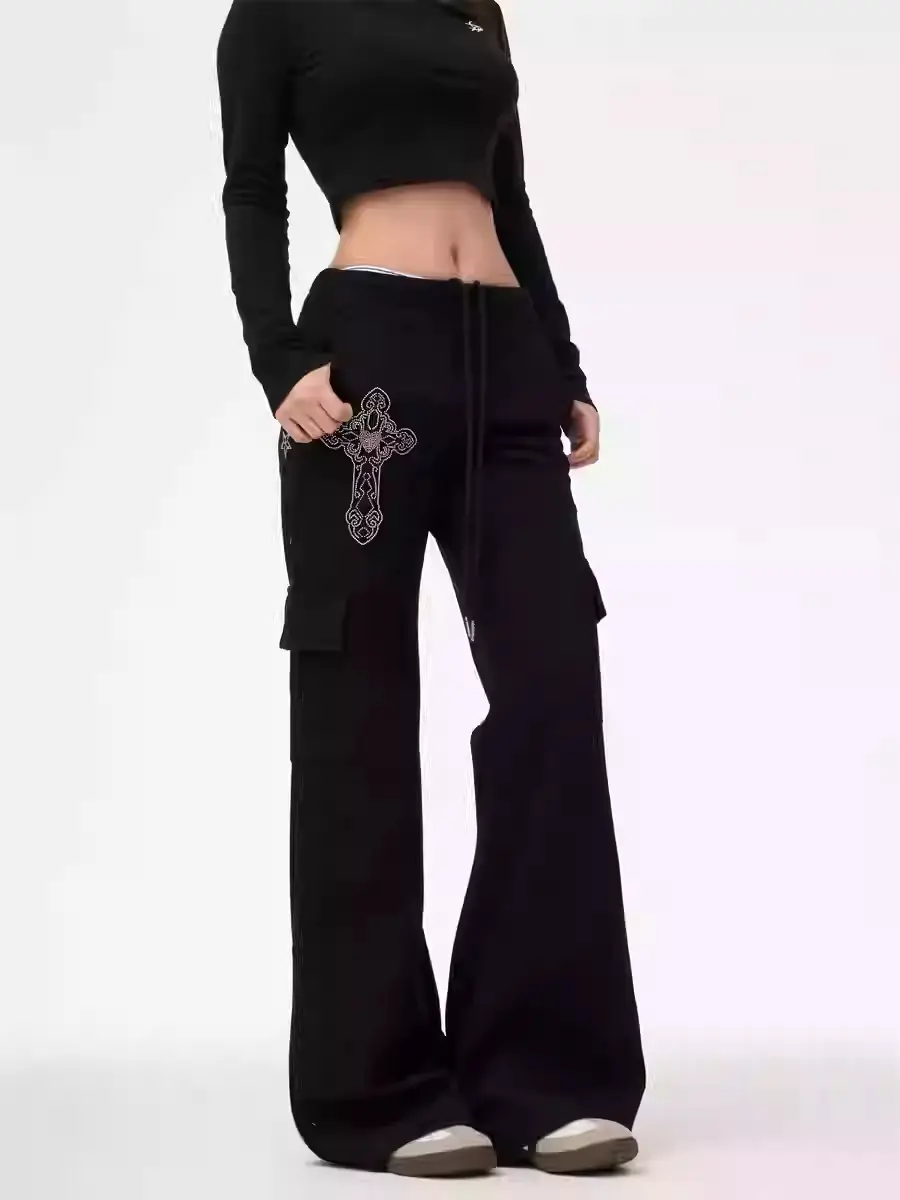 Gray Skinny Women's Wide Leg Leisure Sports Pants