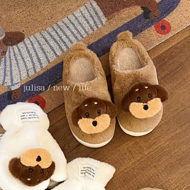 Ugly And Cute Sausage Puppy Plush Cotton Slippers Home Indoor Thickening Warm Sausage Dog 36Ot37 - Shop at LoveMi