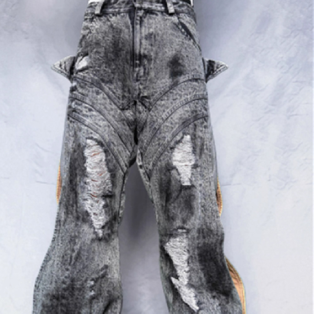 Washing Destroys Fashion Deconstruction Design Patchwork Pants