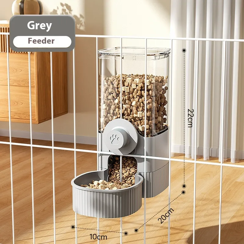 Hanging Cage Dog Basin Cat Bowl Automatic Pet Feeder - 1200Ml Gray