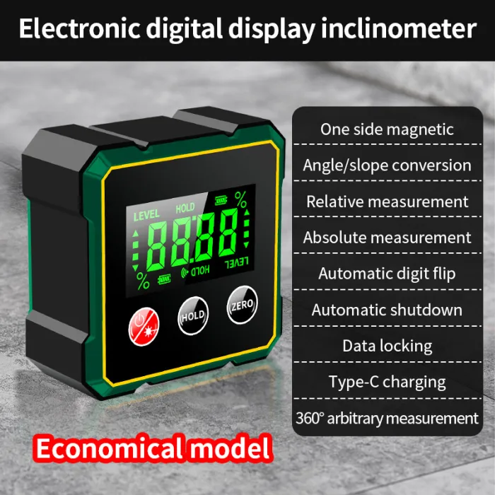 Magnetic Digital Angle Finder Inclinometer with Optional Laser, Level Box Protractor - detail photo 2